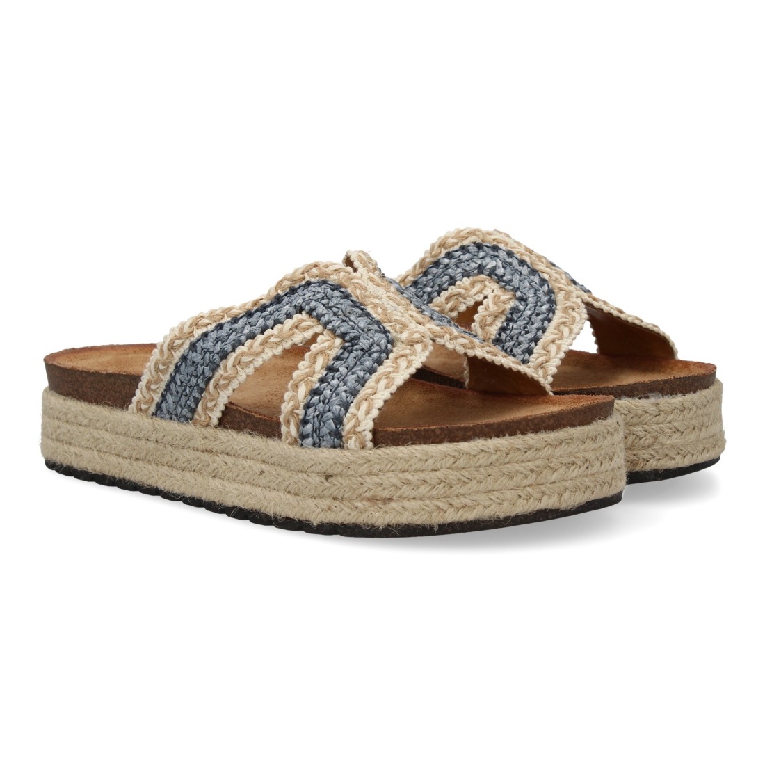Sandalias Planas de Mujer Trenzadas Azul 1 Sandalias Planas de Mujer Trenzadas Azul