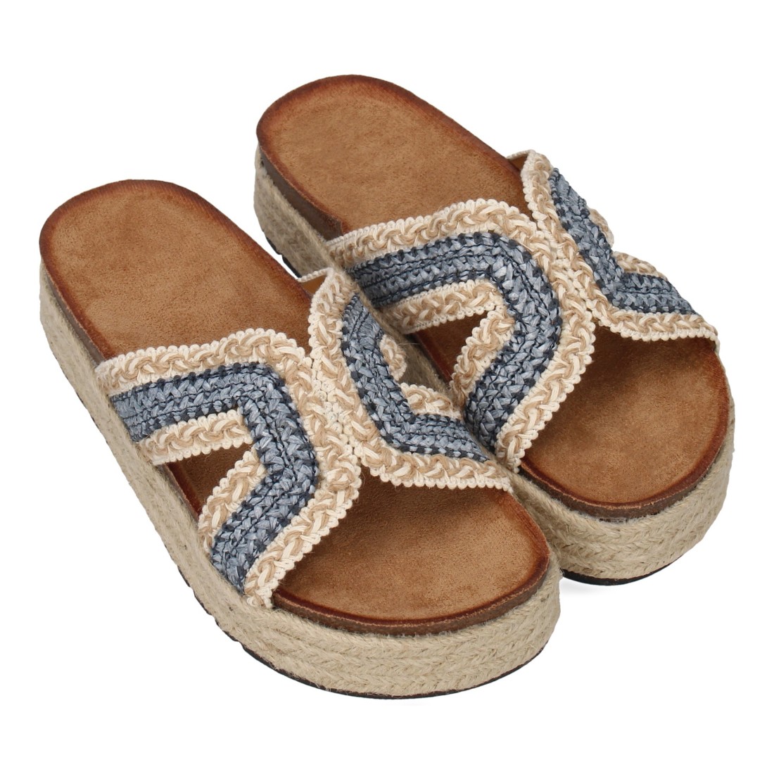 Sandalias Planas de Mujer Trenzadas Azul 3 Sandalias Planas de Mujer Trenzadas Azul - Imagen 3