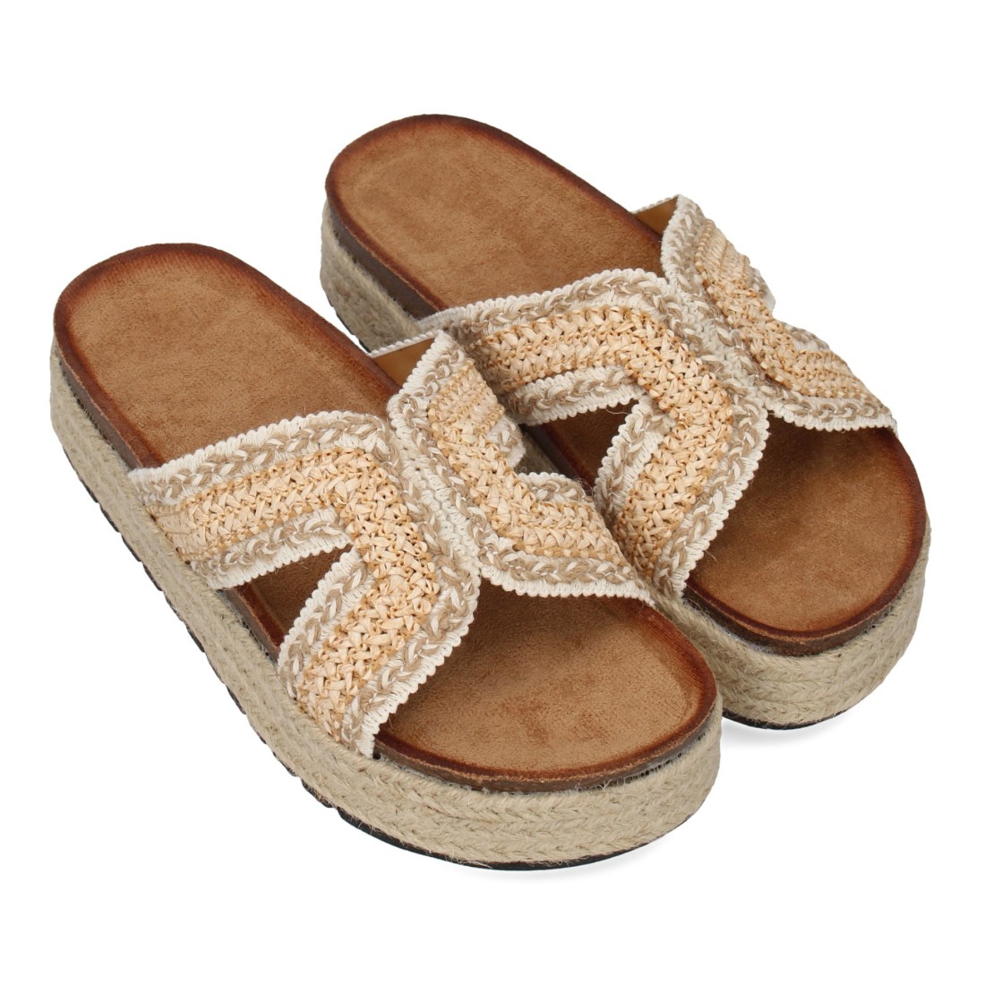 Sandalias Planas de Mujer Trenzadas Beige 3 Sandalias Planas de Mujer Trenzadas Beige - Imagen 3