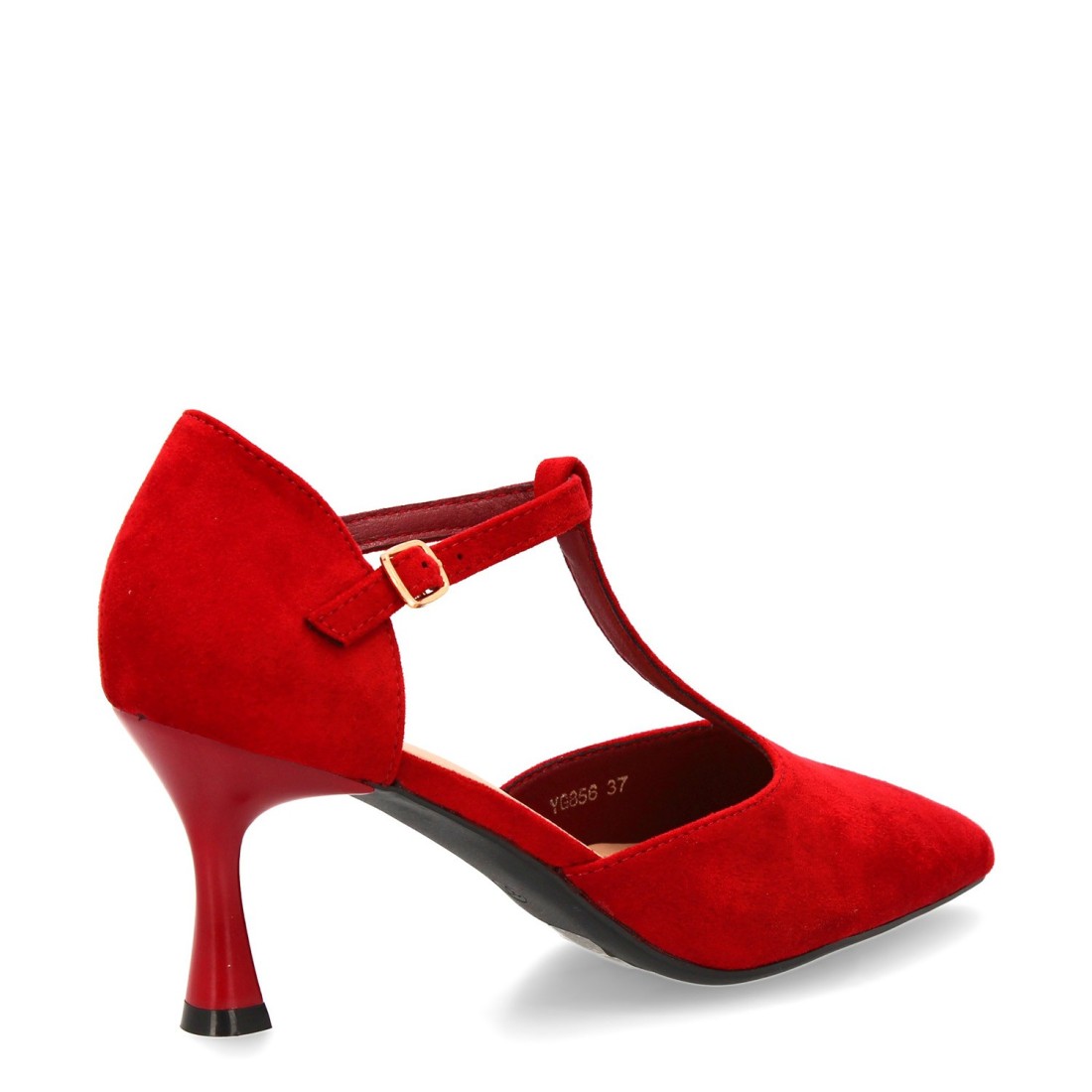 Zapato de tacón medio con tira en T rojo 4 Zapato de tacón medio con tira en T rojo - Imagen 4