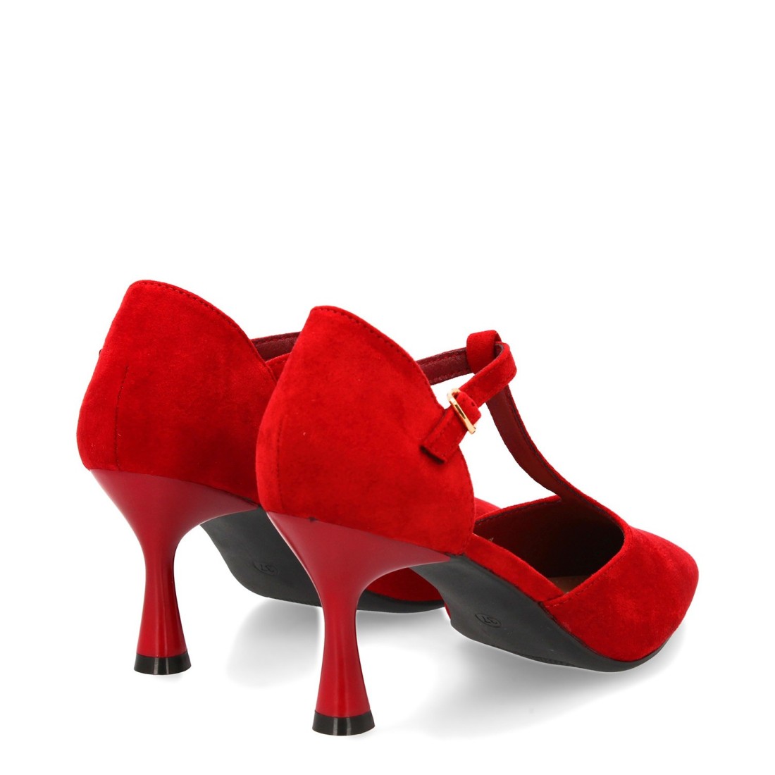 Zapato de tacón medio con tira en T rojo 5 Zapato de tacón medio con tira en T rojo - Imagen 5