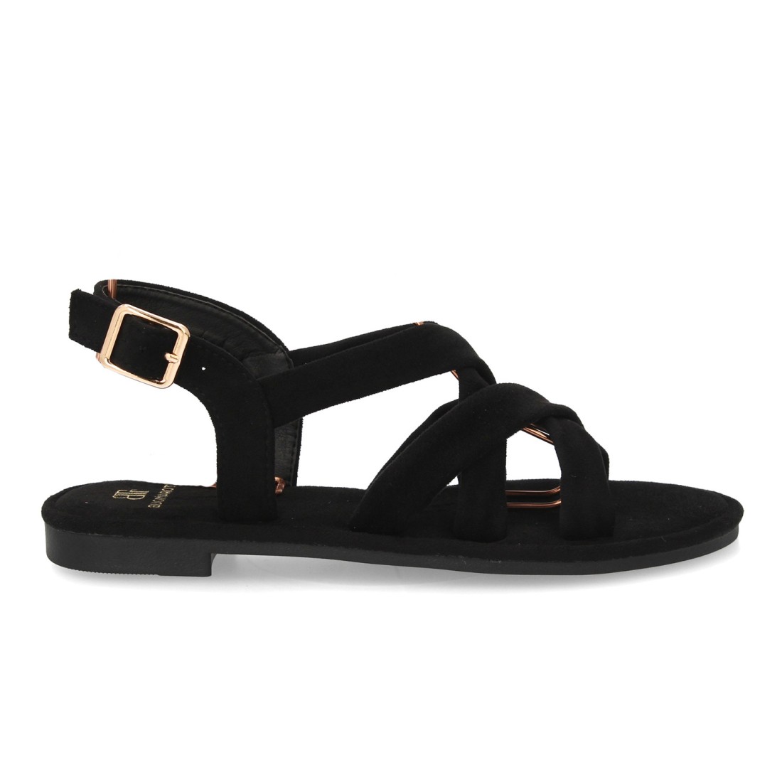 Sandalias Planas Negras de Tiras Trenzadas 2 Sandalias Planas Negras de Tiras Trenzadas - Imagen 2