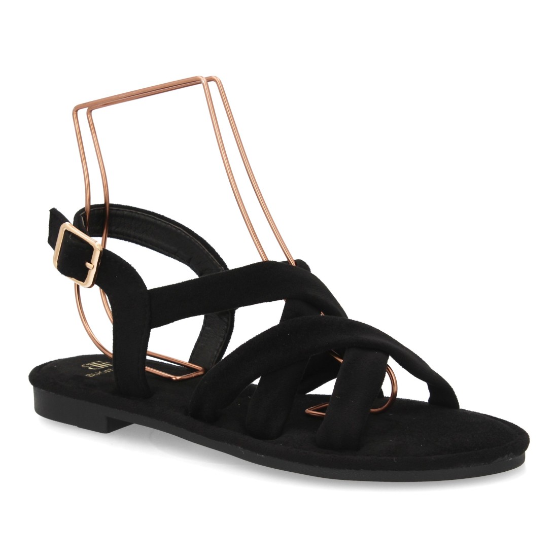 Sandalias Planas Negras de Tiras Trenzadas 3 Sandalias Planas Negras de Tiras Trenzadas - Imagen 3