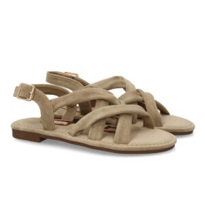Sandalias Planas Beige de Tiras Trenzadas