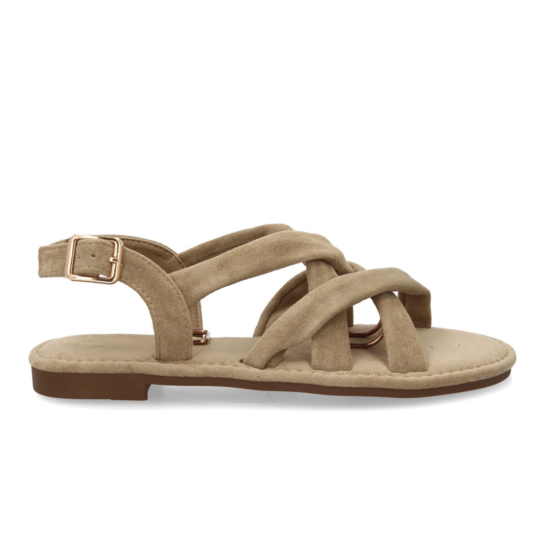 Sandalias Planas Beige de Tiras Trenzadas 2 Sandalias Planas Beige de Tiras Trenzadas - Imagen 2