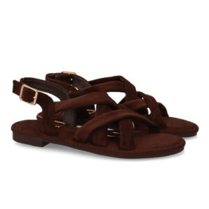 Sandalias Planas Chocolate de Tiras Trenzadas