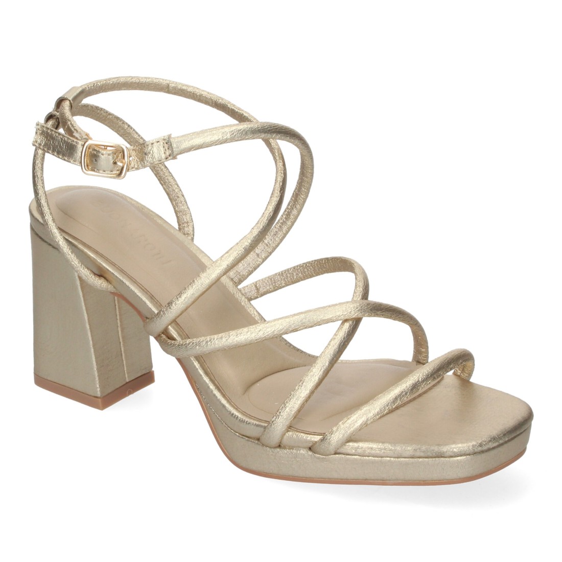 Sandalias Doradas de Tacón con Diseño de Tiras 3 Sandalias Doradas de Tacón con Diseño de Tiras - Imagen 3