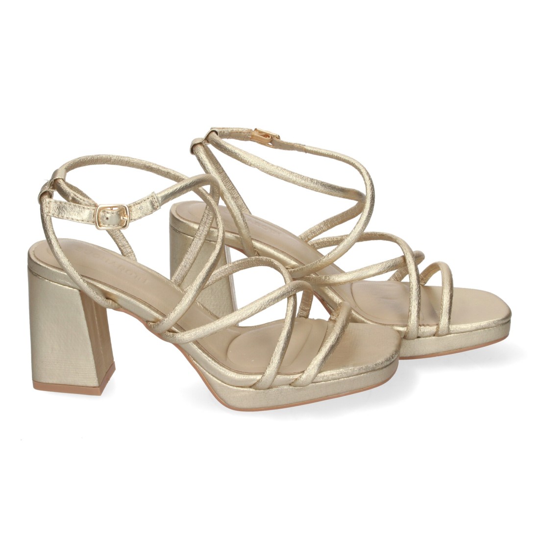 Sandalias Doradas de Tacón con Diseño de Tiras 5 Sandalias Doradas de Tacón con Diseño de Tiras - Imagen 5
