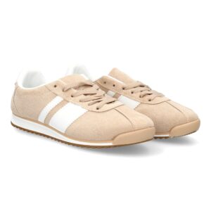 Zapatilla Plana de Mujer con Cordones Color Beige