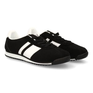 Zapatilla Plana de Mujer con Cordones Color Negro