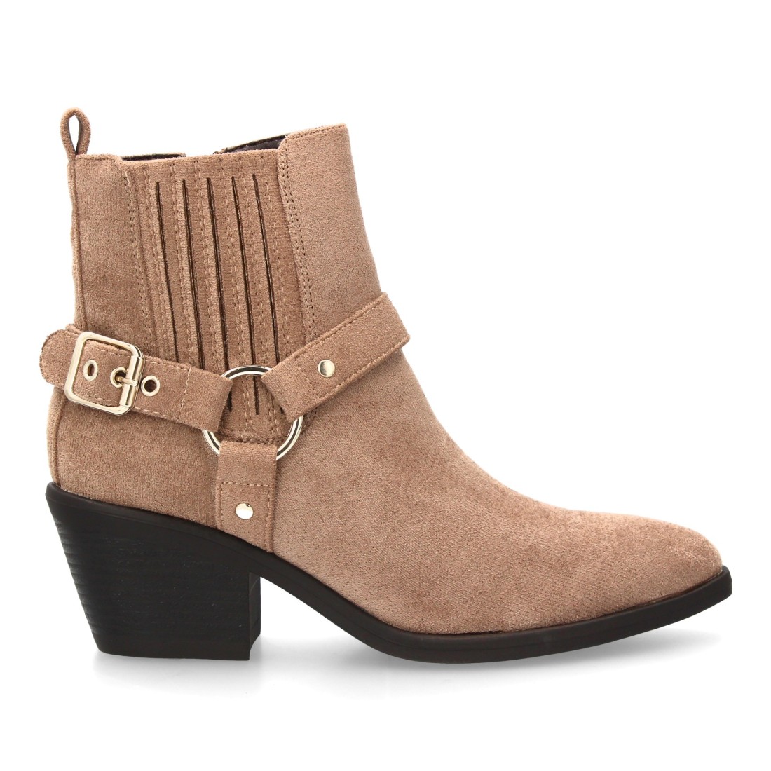 Botín Mujer Estilo Cowboy con Hebilla Taupe 2 Botín Mujer Estilo Cowboy con Hebilla Taupe - Imagen 2