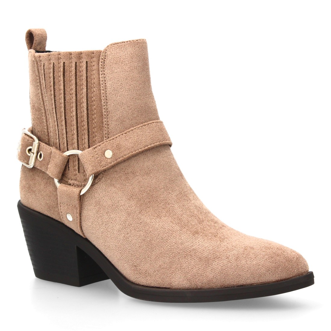 Botín Mujer Estilo Cowboy con Hebilla Taupe 3 Botín Mujer Estilo Cowboy con Hebilla Taupe - Imagen 3