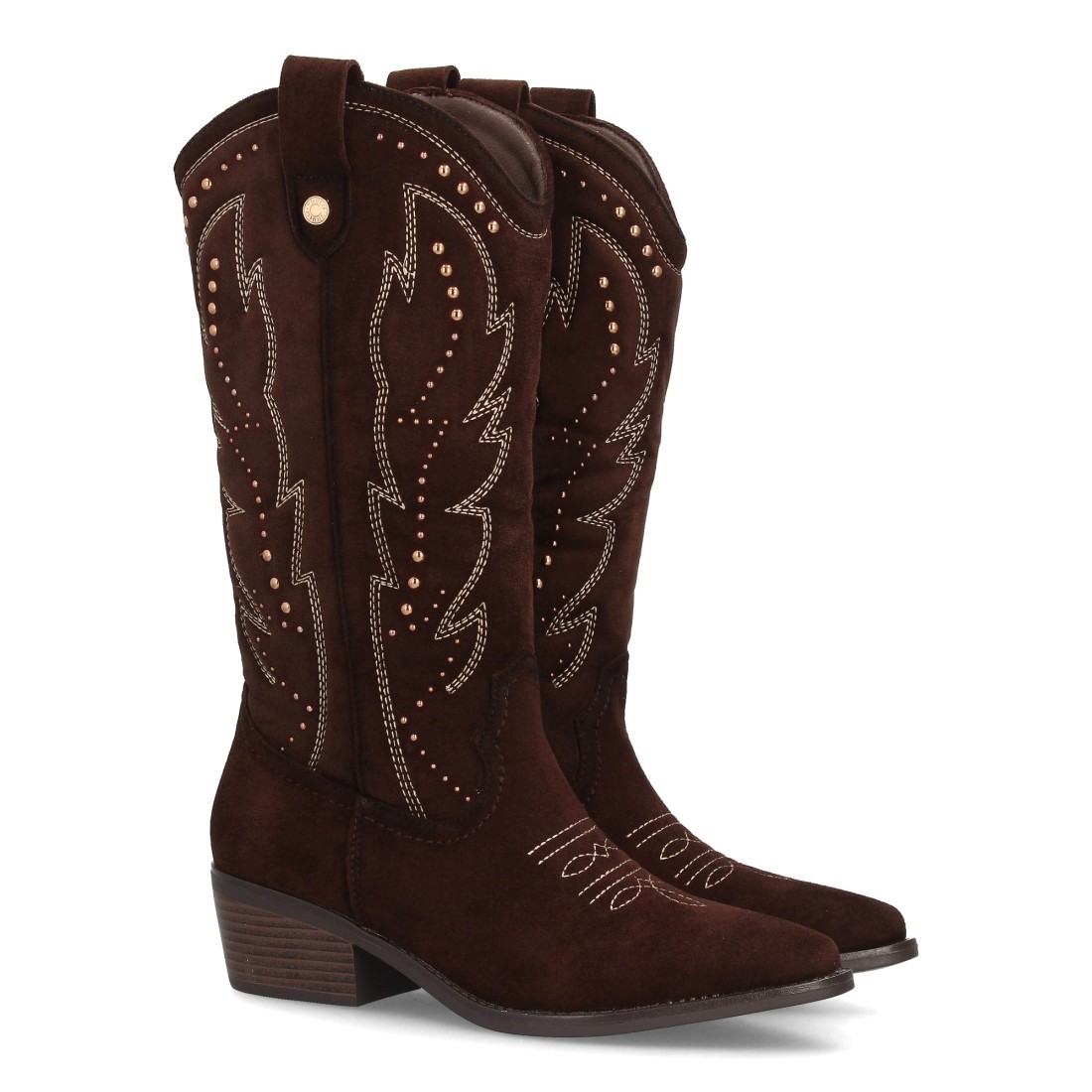 Botas Cowboy Marrón Chocolate con Tachas Decorativas 1 Botas Cowboy Marrón Chocolate con Tachas Decorativas