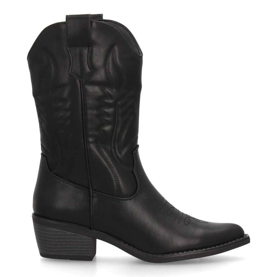 Botas Cowboy Negras Bordadas de Tacón 2 Botas Cowboy Negras Bordadas de Tacón - Imagen 2
