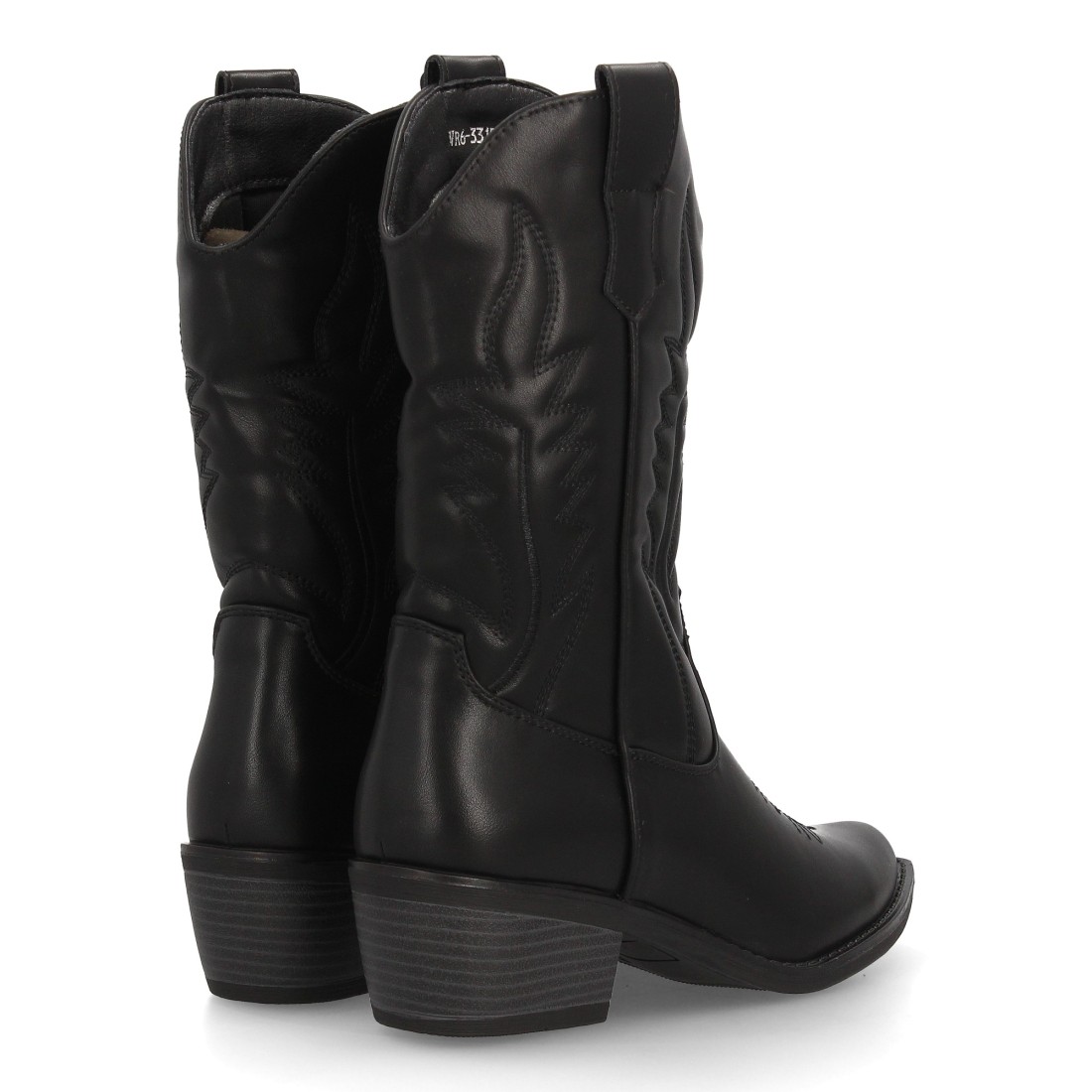 Botas Cowboy Negras Bordadas de Tacón 5 Botas Cowboy Negras Bordadas de Tacón - Imagen 5