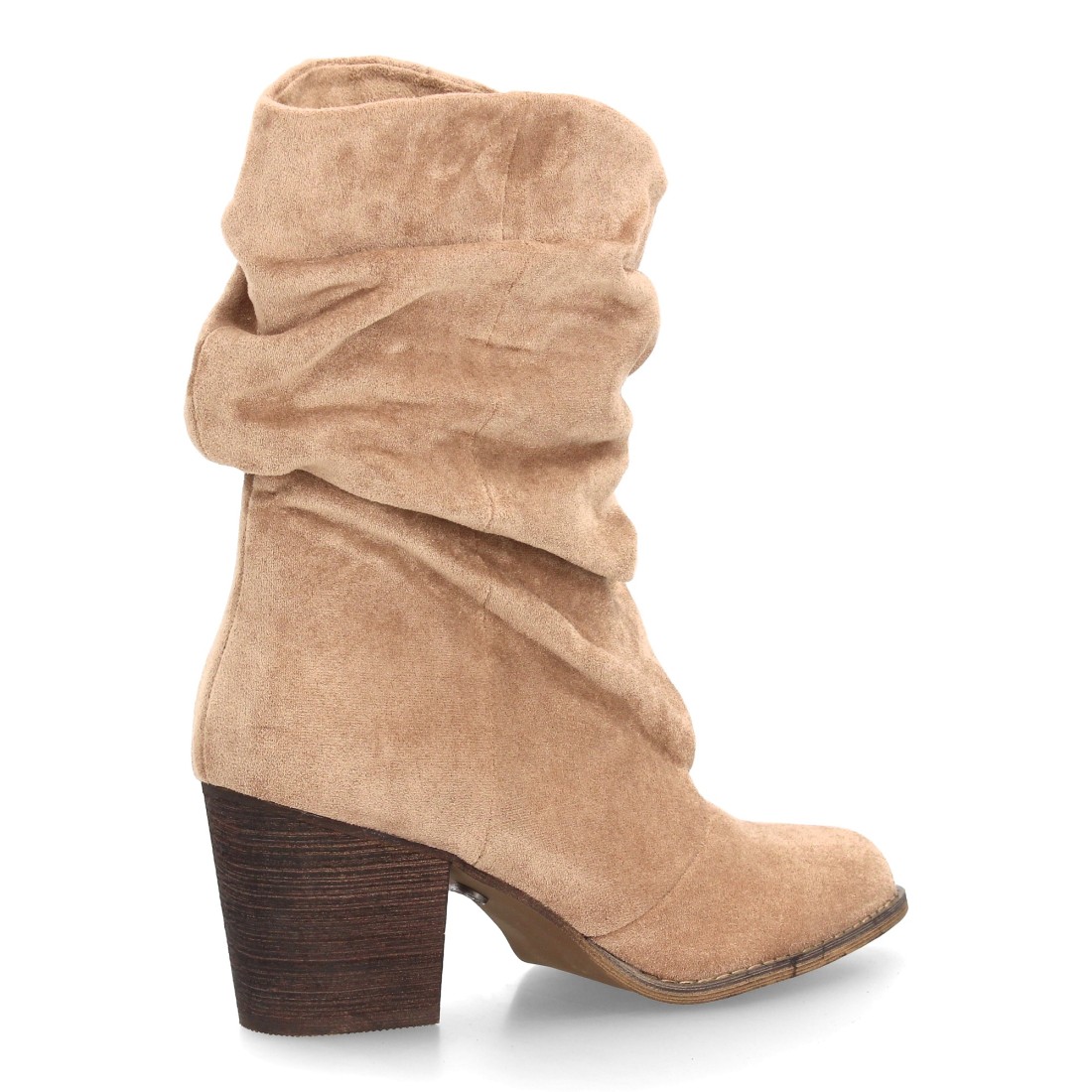 Botas Arrugadas Kaki de Antelina con Tacón Ancho 4 Botas Arrugadas Kaki de Antelina con Tacón Ancho - Imagen 4