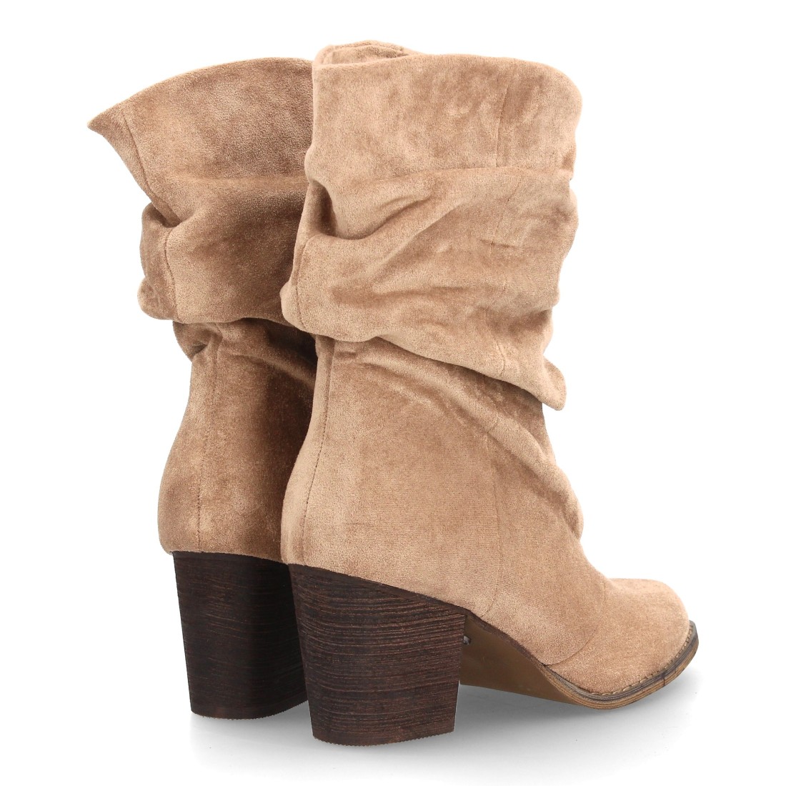 Botas Arrugadas Kaki de Antelina con Tacón Ancho 5 Botas Arrugadas Kaki de Antelina con Tacón Ancho - Imagen 5