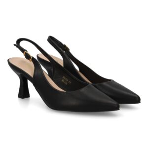 Salones Slingback Negros de Punta Fina