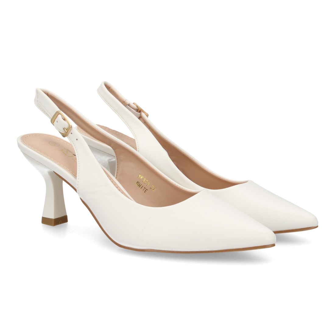 Salones Slingback Blanco Roto de Punta Fina 1 Salones Slingback Blanco Roto de Punta Fina