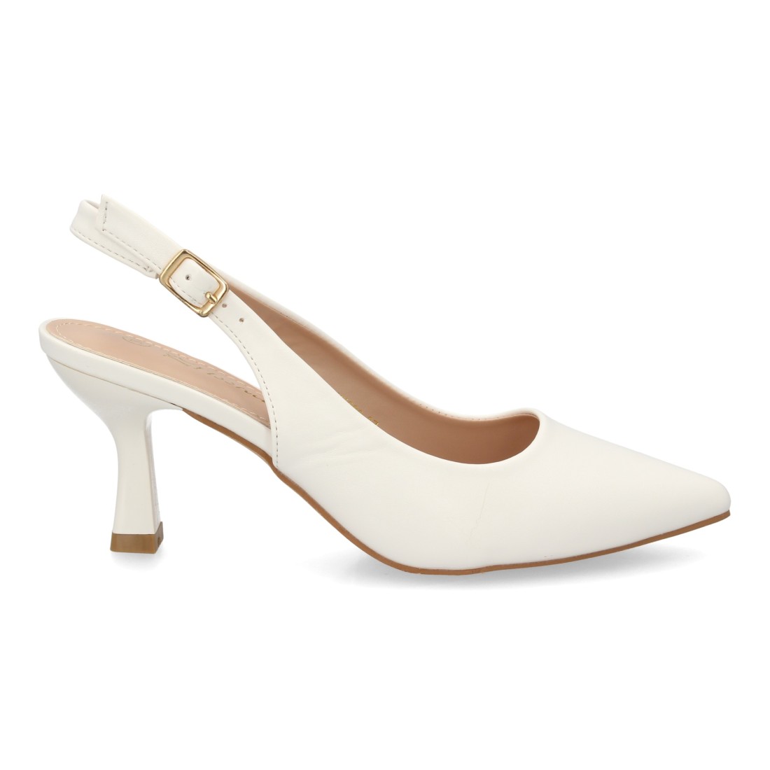 Salones Slingback Blanco Roto de Punta Fina 2 Salones Slingback Blanco Roto de Punta Fina - Imagen 2