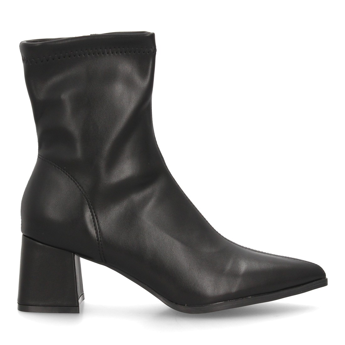 Botines Negros Efecto Piel con Tacón Ancho 2 Botines Negros Efecto Piel con Tacón Ancho - Imagen 2