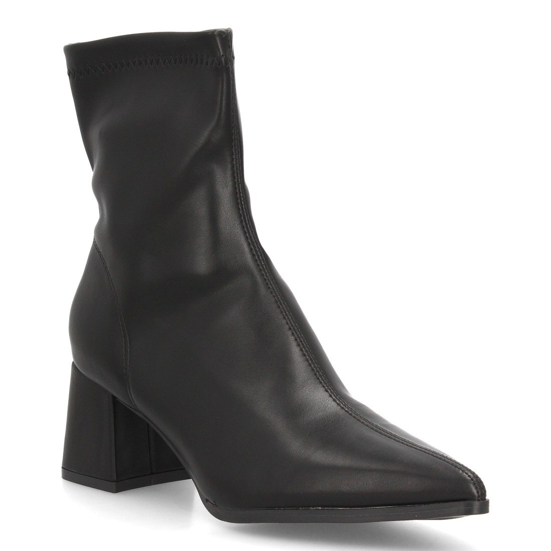 Botines Negros Efecto Piel con Tacón Ancho 3 Botines Negros Efecto Piel con Tacón Ancho - Imagen 3