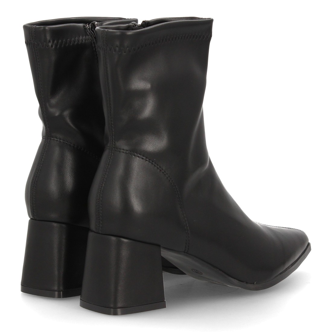Botines Negros Efecto Piel con Tacón Ancho 5 Botines Negros Efecto Piel con Tacón Ancho - Imagen 5