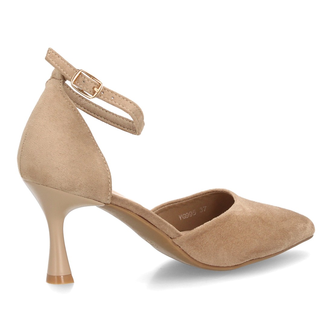 Zapatos Camel de Antelina con Pulsera y Tacón Acampanado 4 Zapatos Camel de Antelina con Pulsera y Tacón Acampanado - Imagen 4