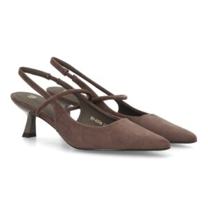 Salones Slingback Marrón de Antelina con Tacón Copa