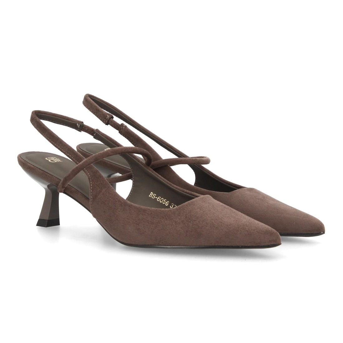 Salones Slingback Marrón de Antelina con Tacón Copa 1 Salones Slingback Marrón de Antelina con Tacón Copa