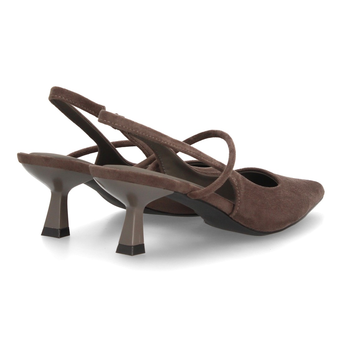 Salones Slingback Marrón de Antelina con Tacón Copa 5 Salones Slingback Marrón de Antelina con Tacón Copa - Imagen 5