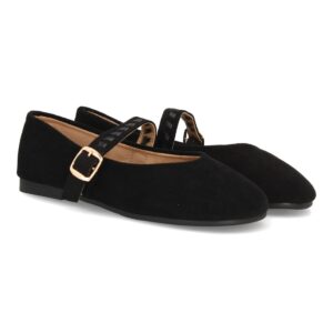 Bailarina Negra con Pulsera y Hebilla Dorada