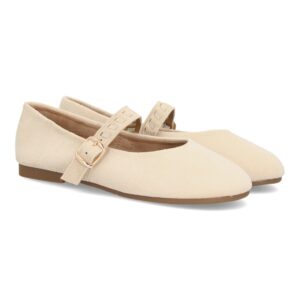 Bailarina Beige con Pulsera y Hebilla Dorada