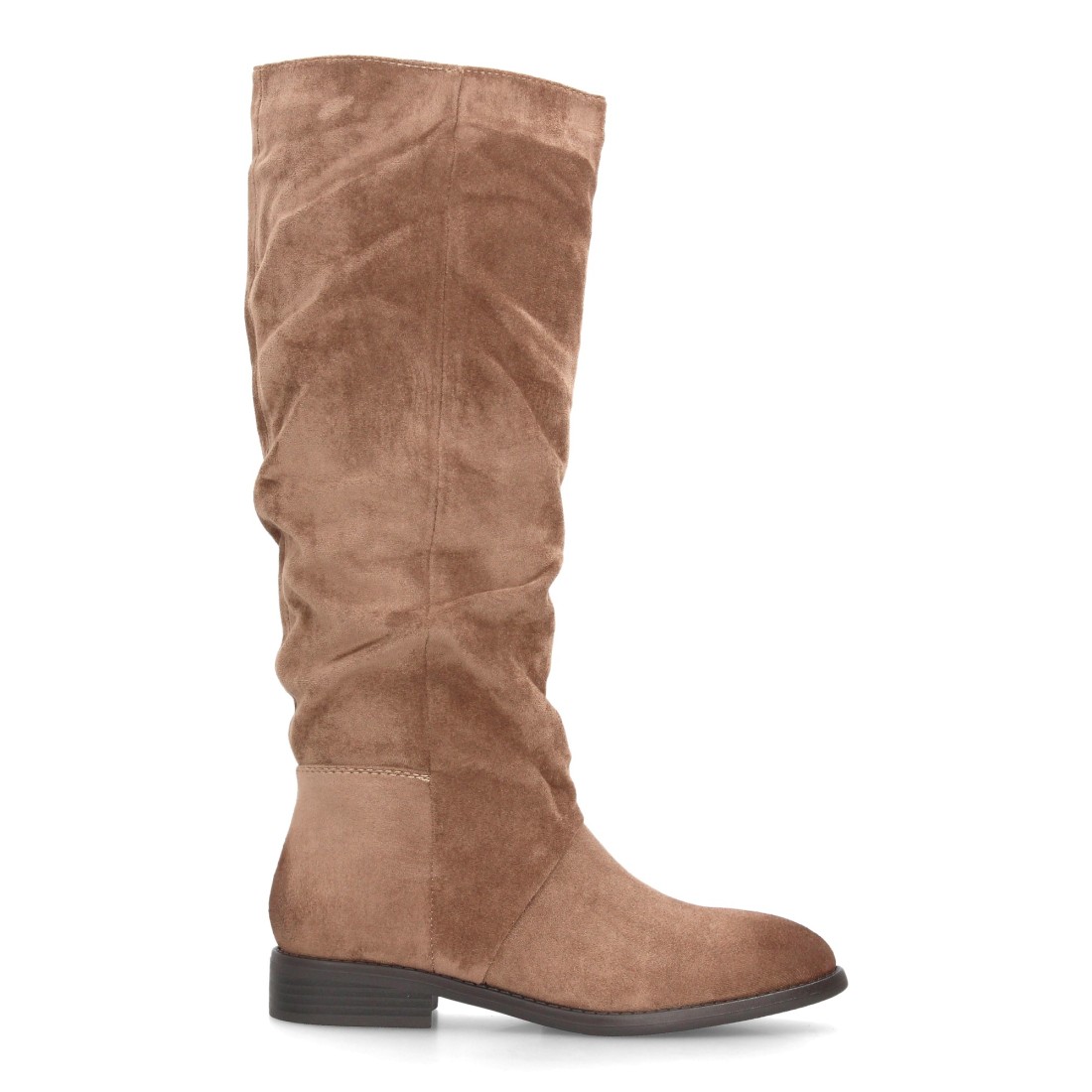 Botas Altas Kaki Efecto Ante con Tacón Bajo 2 Botas Altas Kaki Efecto Ante con Tacón Bajo - Imagen 2