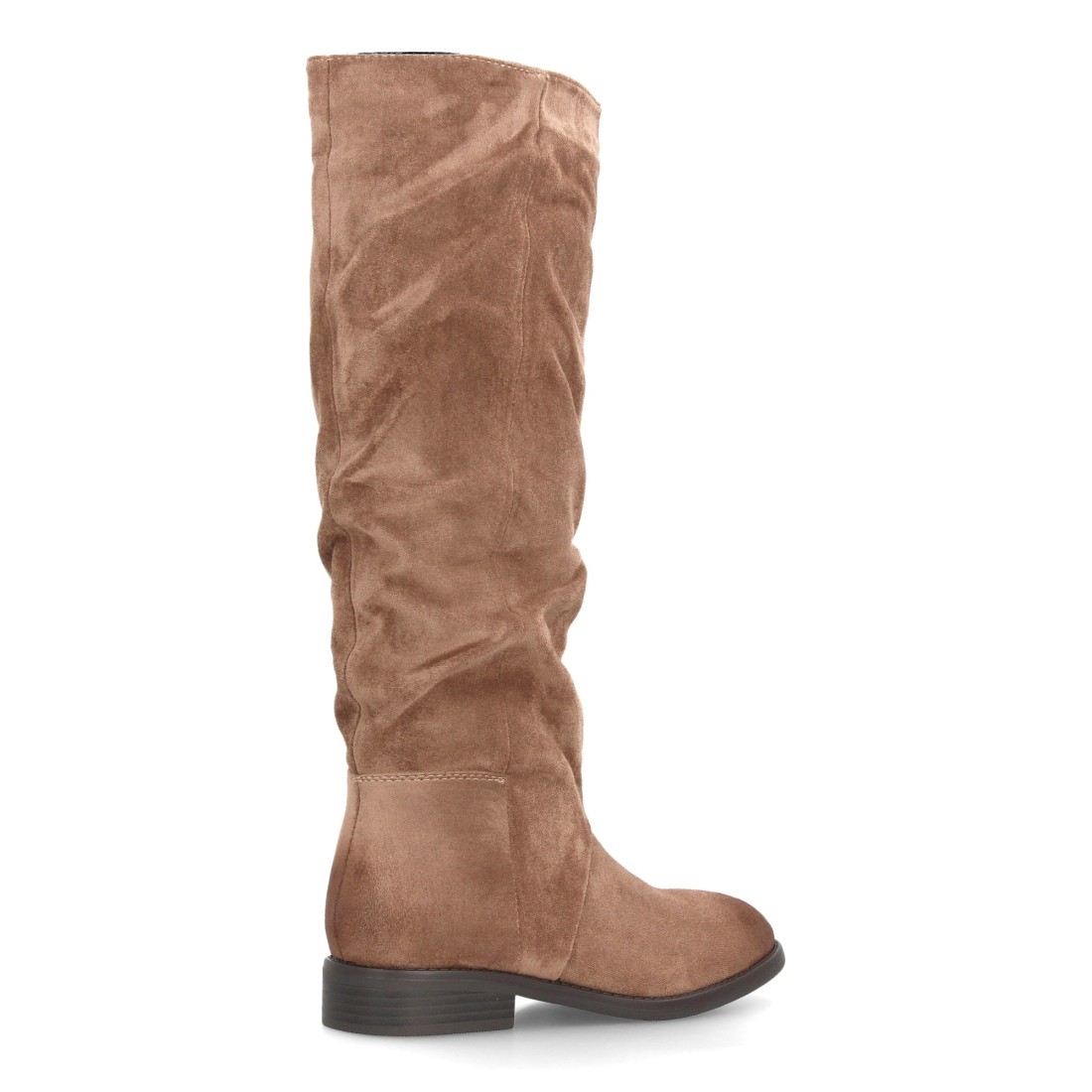 Botas Altas Kaki Efecto Ante con Tacón Bajo 4 Botas Altas Kaki Efecto Ante con Tacón Bajo - Imagen 4