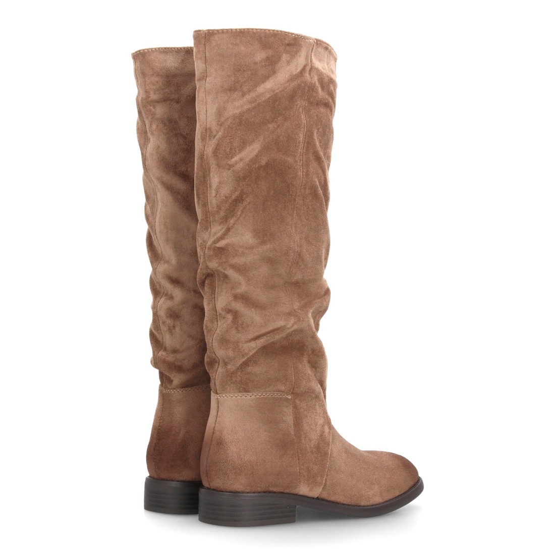 Botas Altas Kaki Efecto Ante con Tacón Bajo 5 Botas Altas Kaki Efecto Ante con Tacón Bajo - Imagen 5