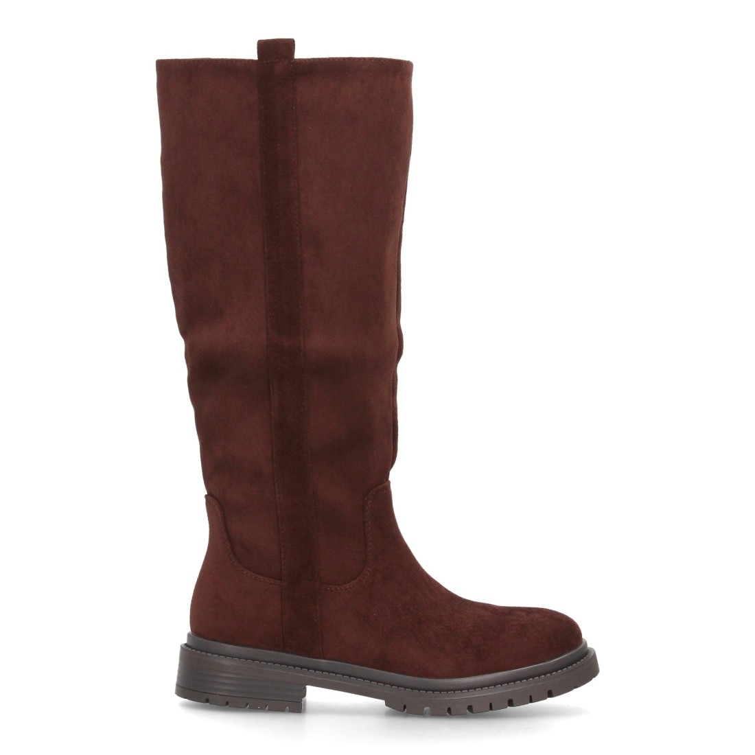 Botas Altas Marrón Chocolate Efecto Ante con Suela Track y Tacón Bajo 2 Botas Altas Marrón Chocolate Efecto Ante con Suela Track y Tacón Bajo - Imagen 2