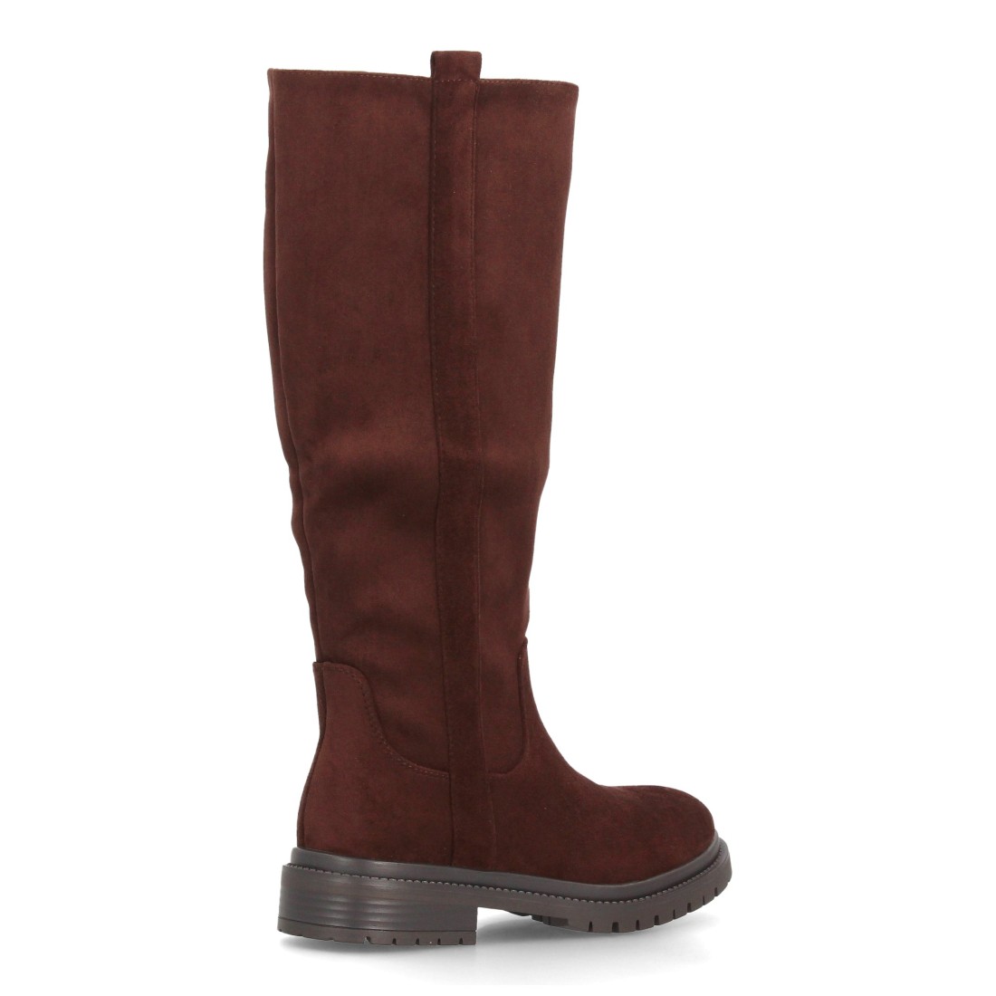 Botas Altas Marrón Chocolate Efecto Ante con Suela Track y Tacón Bajo 4 Botas Altas Marrón Chocolate Efecto Ante con Suela Track y Tacón Bajo - Imagen 4