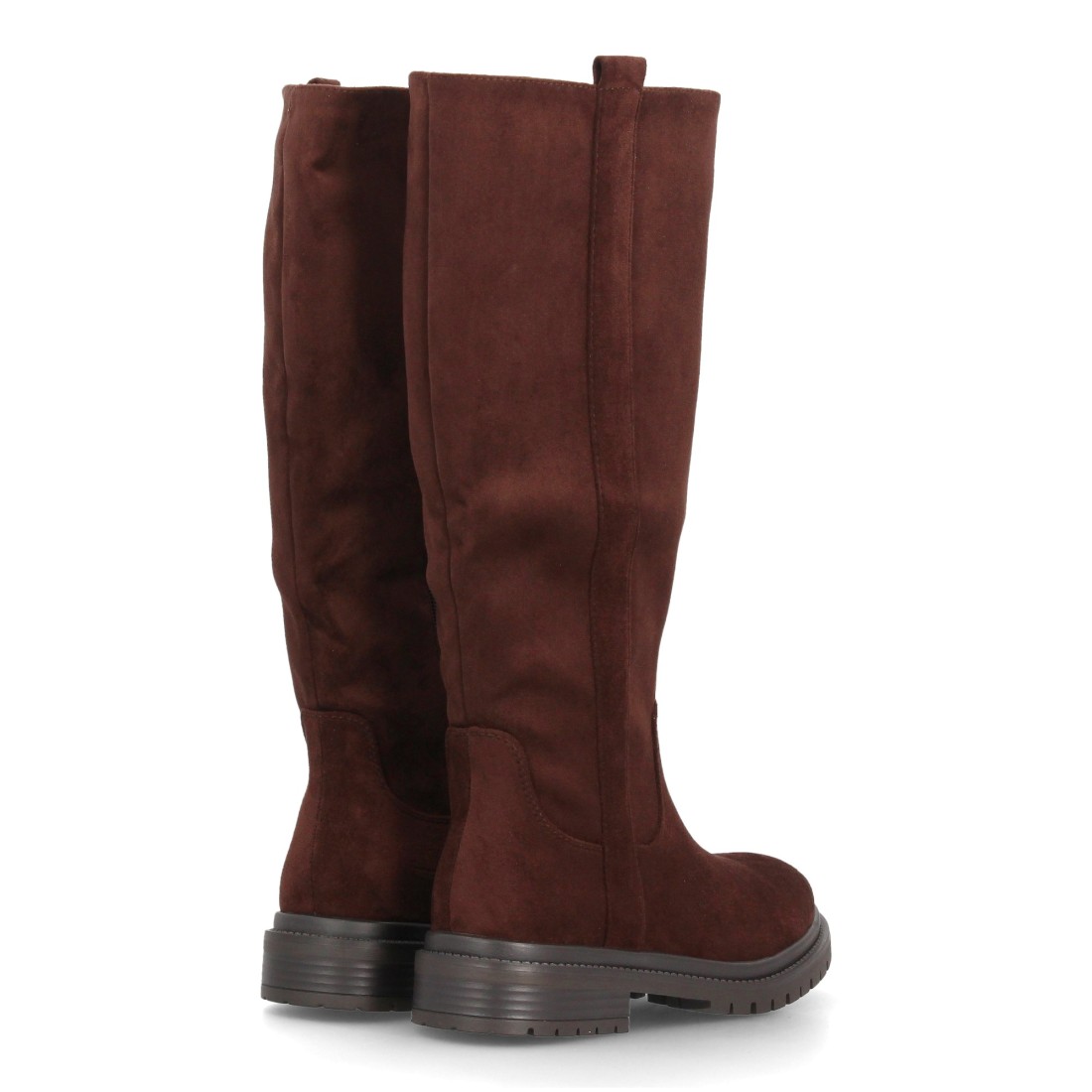Botas Altas Marrón Chocolate Efecto Ante con Suela Track y Tacón Bajo 5 Botas Altas Marrón Chocolate Efecto Ante con Suela Track y Tacón Bajo - Imagen 5