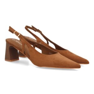 Zapatos Destalonados Camel con Tacón
