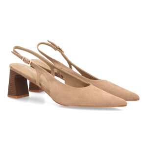 Zapatos Destalonados Beige con Tacón