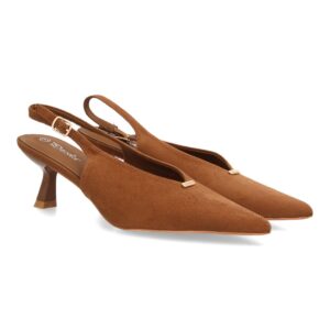 Zapatos Destalonados Camel con Tacón