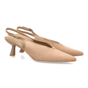 Zapatos Destalonados Beige con Tacón