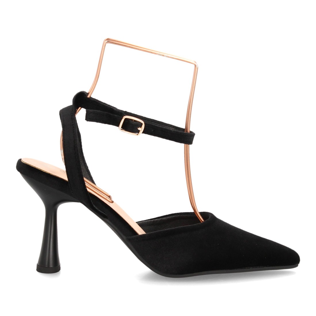 Zapatos de Salón Negros Destalonados con Pulsera al Tobillo y Tacón de Copa 2 Zapatos de Salón Negros Destalonados con Pulsera al Tobillo y Tacón de Copa - Imagen 2
