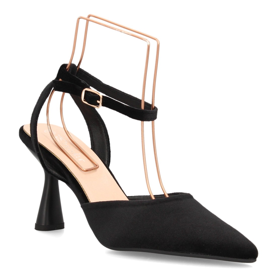 Zapatos de Salón Negros Destalonados con Pulsera al Tobillo y Tacón de Copa 3 Zapatos de Salón Negros Destalonados con Pulsera al Tobillo y Tacón de Copa - Imagen 3