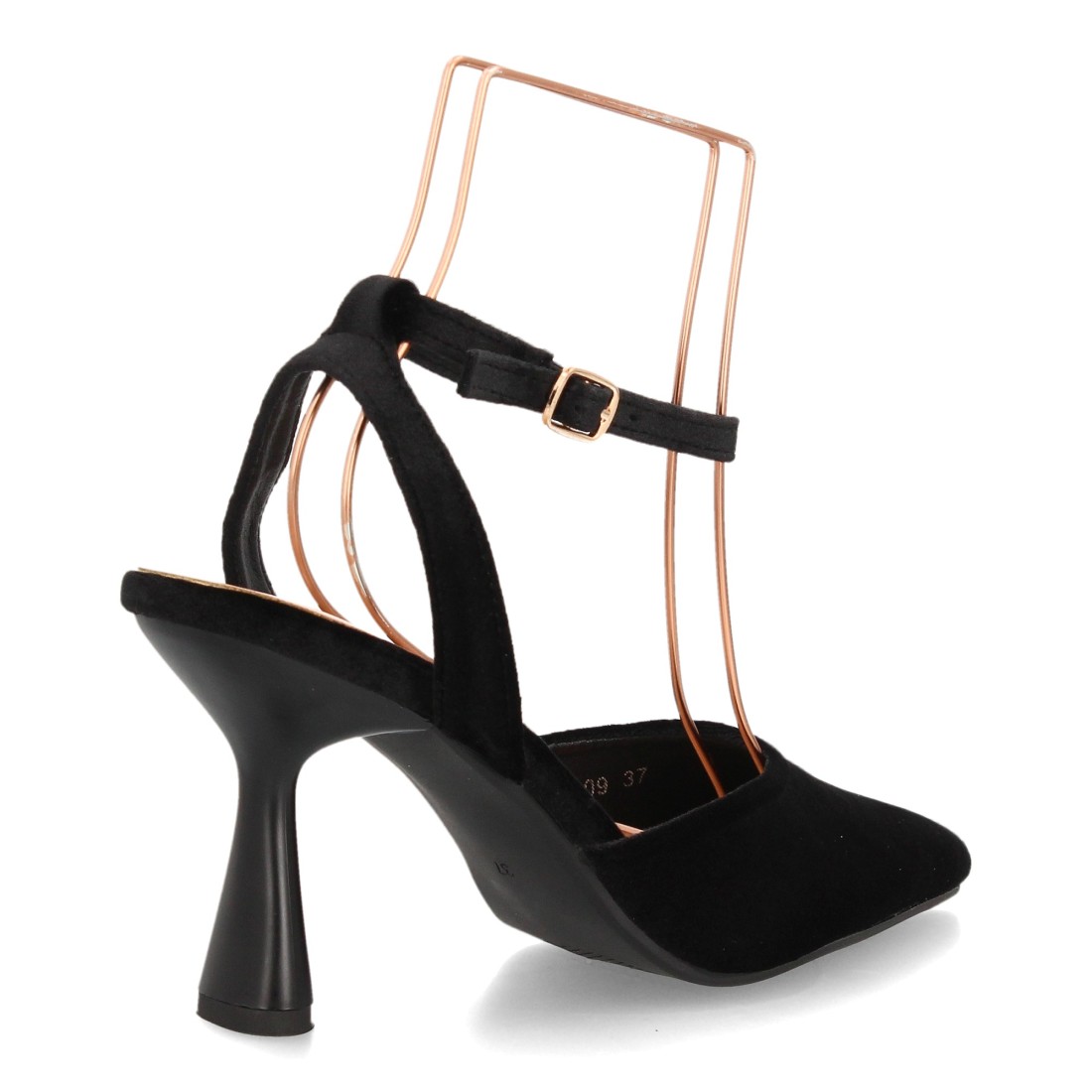 Zapatos de Salón Negros Destalonados con Pulsera al Tobillo y Tacón de Copa 4 Zapatos de Salón Negros Destalonados con Pulsera al Tobillo y Tacón de Copa - Imagen 4