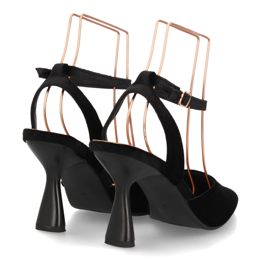 Zapatos de Salón Negros Destalonados con Pulsera al Tobillo y Tacón de Copa 5 Zapatos de Salón Negros Destalonados con Pulsera al Tobillo y Tacón de Copa - Imagen 5