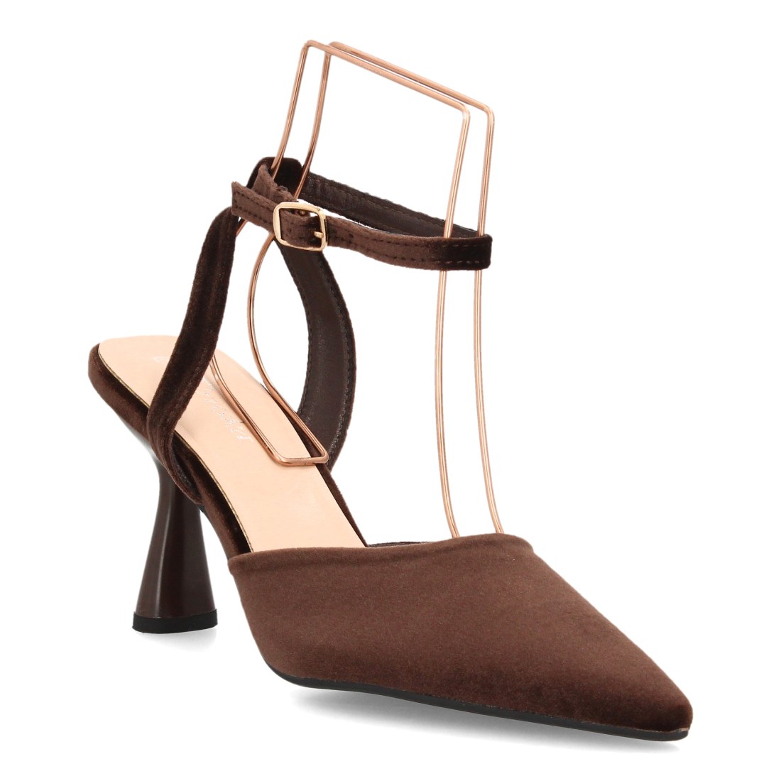 Zapatos de Salón Marrones Destalonados con Pulsera y Tacón de Copa 3 Zapatos de Salón Marrones Destalonados con Pulsera y Tacón de Copa - Imagen 3