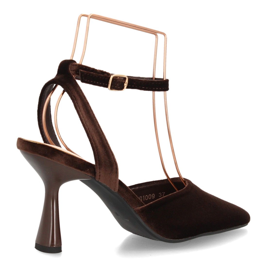 Zapatos de Salón Marrones Destalonados con Pulsera y Tacón de Copa 4 Zapatos de Salón Marrones Destalonados con Pulsera y Tacón de Copa - Imagen 4