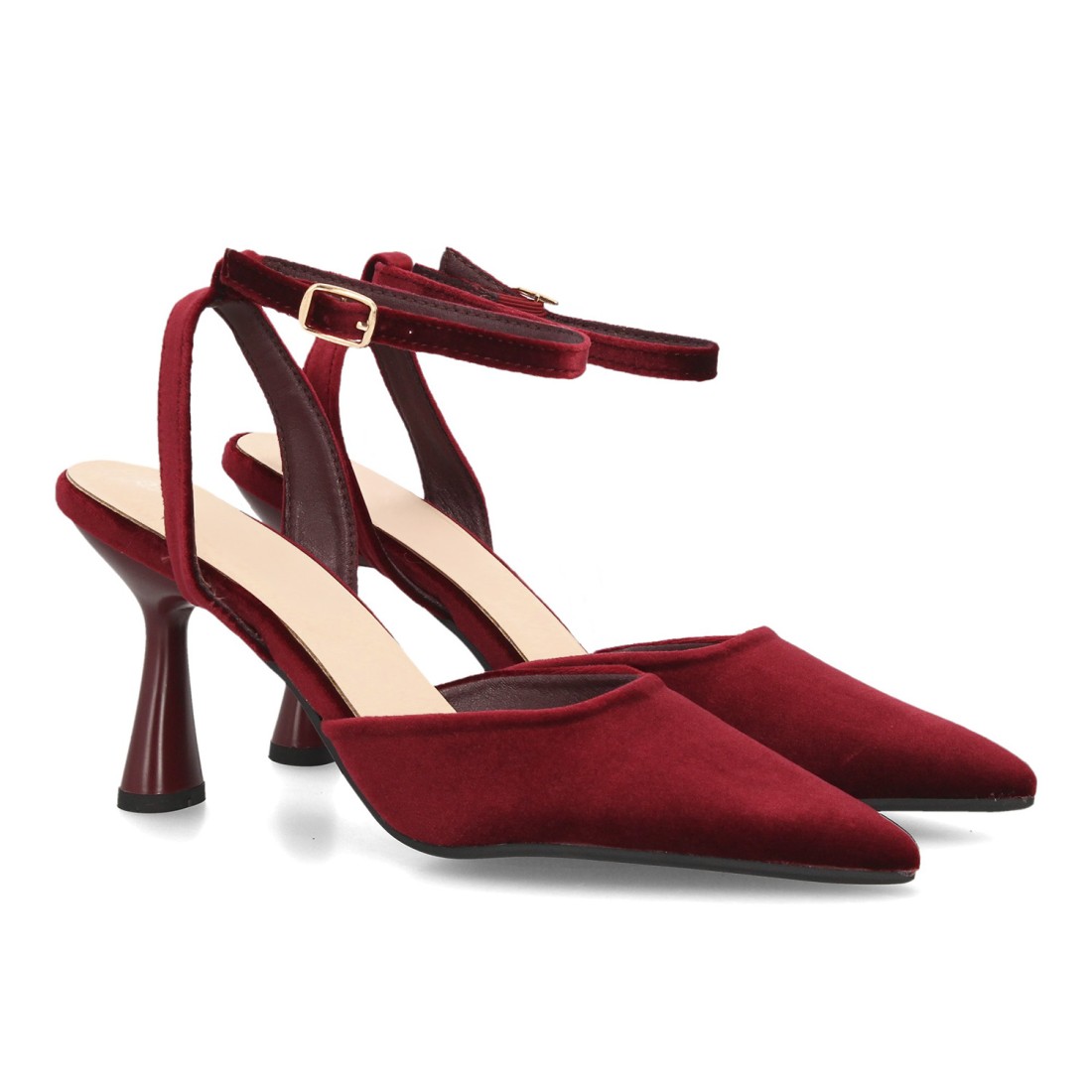 Zapatos de Salón Burdeos Destalonados con Pulsera y Tacón de Copa 1 Zapatos de Salón Burdeos Destalonados con Pulsera y Tacón de Copa